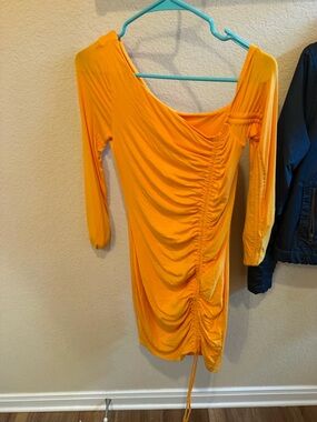 Camila Coelho Orange Ruched Mini Dress